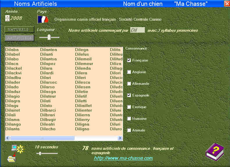 vue écran logiciel nom d'un chien
